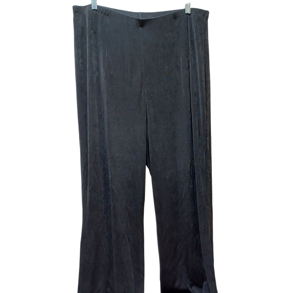 Chicos Travelers Wide Leg Pants Womens Size 16 Black Pull On Comfy‎ Stretch